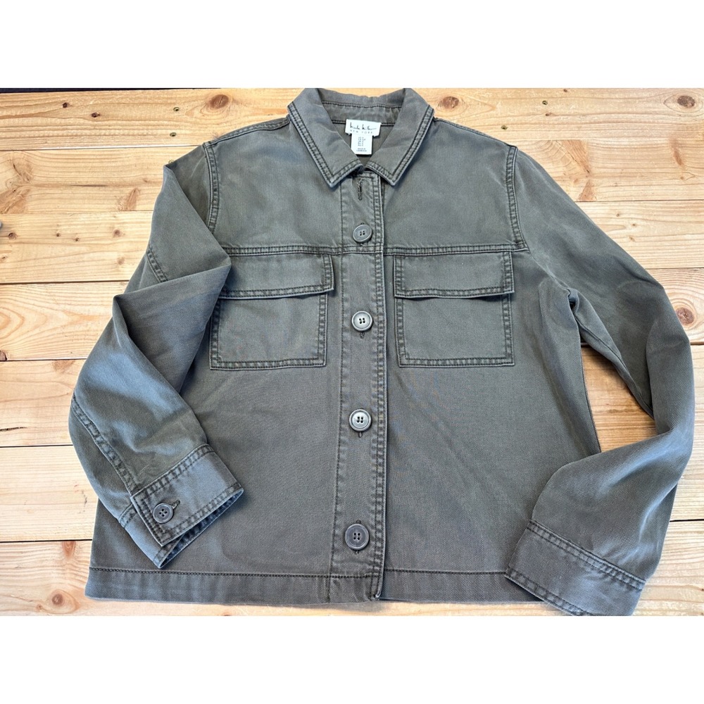 Nicole Miller New York Womens Olive Green Utility Jacket Lyocell Blend Small‎